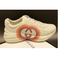 Women and Men Gucci 550049 Rhyton sneaker with Interlocking G in White Leather