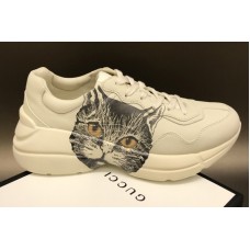 Women and Men Gucci 583337 Rhyton sneaker with Mystic Cat in White Leather