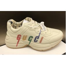 Women and Men Gucci Rhyton leather sneaker with Gucci Blade in White Leather