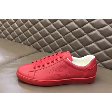 Gucci 599147 Men&#8217;s Ace sneaker with Interlocking G in Hibiscus red leather