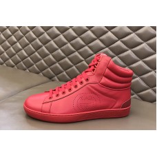 Gucci 625672 Men&#8217;s high-top Ace sneaker in Hibiscus red leather