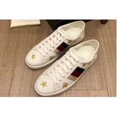 Gucci 386750 GG Ace embroidered sneaker White Leather Mens and Women Size
