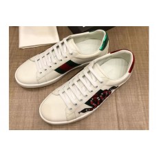 Gucci 456230 Ace embroidered sneaker With Embroidered Kingsnake White Leather Mens and Women Size