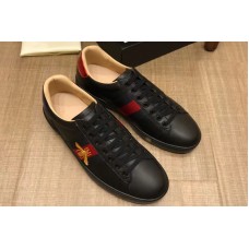 Gucci ‎431942 Ace embroidered sneaker With Bee Black Leather Mens and Women Size