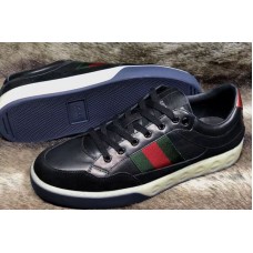 Gucci 386750 Ace leather sneaker and shoes Black Leather
