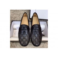 Gucci 431063 Signature driver Shoes Black Leather