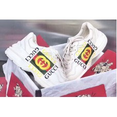 Gucci ‎500878 Rhyton Gucci logo leather sneaker and Shoes White Leather