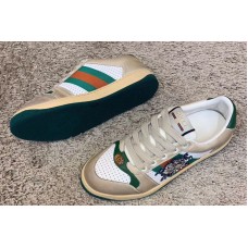 Gucci ‎546163 Screener leather sneaker with Three Little Pigs Green Leather