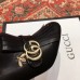 Gucci Heel 7.5cm Double G Fringe Leather Boots Gold Thread Embroidered Bees And Stars 551545 Black 2018