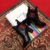 Gucci Heel 9cm Web Bee Ankle Boots with Belt Black 2018