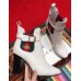 Gucci Heel 9cm Web Bee Ankle Boots with Belt White 2018