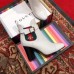 Gucci Heel 9cm Web Bee Ankle Boots with Belt White 2018