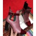 Gucci Heel 9cm Web Bee Ankle Boots with Belt Burgundy 2018