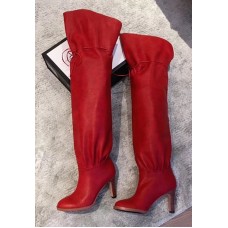 Gucci Leather Over-The-Knee Boots 522689 Red 2018