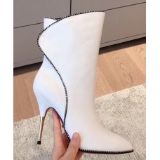 Gucci Crystal Edge Leather Boots White 2018