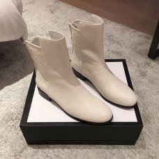 Gucci GG Leather Ankle Boots White 2018