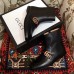 Gucci Web Strap With Double G Leather Boots Black 2018