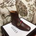 Gucci Web Strap With Double G Leather Boots Coffee 2018