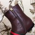 Gucci Web Strap With Double G Leather Boots Coffee 2018