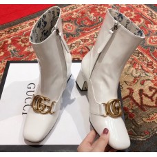 Gucci Patent Leather Ankle Boots With Double G White 2018