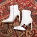 Gucci Heel 9cm Web Bee and Star Boots White 2018