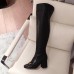 Gucci Heel 6.5cm Horsebit Leather Knee Boots Black 2018