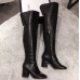 Gucci Heel 6.5cm Horsebit Leather Knee Boots Black 2018