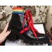 Gucci Rainbow Stripe Leather Ankle Boots Black With Web Bee 2018