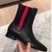 Gucci Heel 2.5cm Web Leather Ankle Boots Black 2018