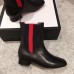 Gucci Heel 2.5cm Web Leather Ankle Boots Black 2018