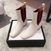 Gucci Heel 2.5cm Web Leather Ankle Boots White 2018