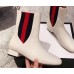 Gucci Heel 2.5cm Web Leather Ankle Boots White 2018