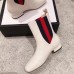 Gucci Heel 2.5cm Web Leather Ankle Boots White 2018