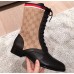 Gucci GG and Leather Lace-Up Boots Black 2018