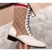 Gucci GG and Leather Lace-Up Boots White 2018