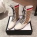 Gucci GG and Leather Lace-Up Boots White 2018