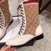 Gucci GG and Leather Lace-Up Boots White 2018