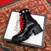 Gucci Leather Ankle Boots Black With Pearl Strap 497372 2018