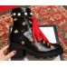 Gucci Gold Thread Embroidered Bees And Stars Leather Ankle Boots Black With Pearl Strap 498695 2018