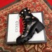 Gucci Gold Thread Embroidered Bees And Stars Leather Ankle Boots Black With Pearl Strap 498695 2018