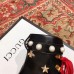 Gucci Gold Thread Embroidered Bees And Stars Leather Ankle Boots Black With Pearl Strap 498695 2018