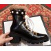 Gucci Wool Leather Ankle Boots Black With Pearl Strap 499487 2018