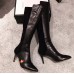 Gucci Heel 8.5cm Web Bee Knee Boots Black 2018