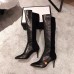 Gucci Heel 8.5cm Web Bee Knee Boots Black 2018