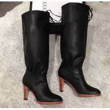 Gucci Leather Mid-Heel Boots Black 2018