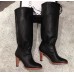 Gucci Leather Mid-Heel Boots Black 2018