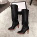 Gucci Leather Mid-Heel Boots Black 2018