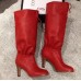 Gucci Leather Mid-Heel Boots Red 2018