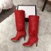 Gucci Leather Mid-Heel Boots Red 2018