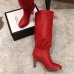 Gucci Leather Mid-Heel Boots Red 2018